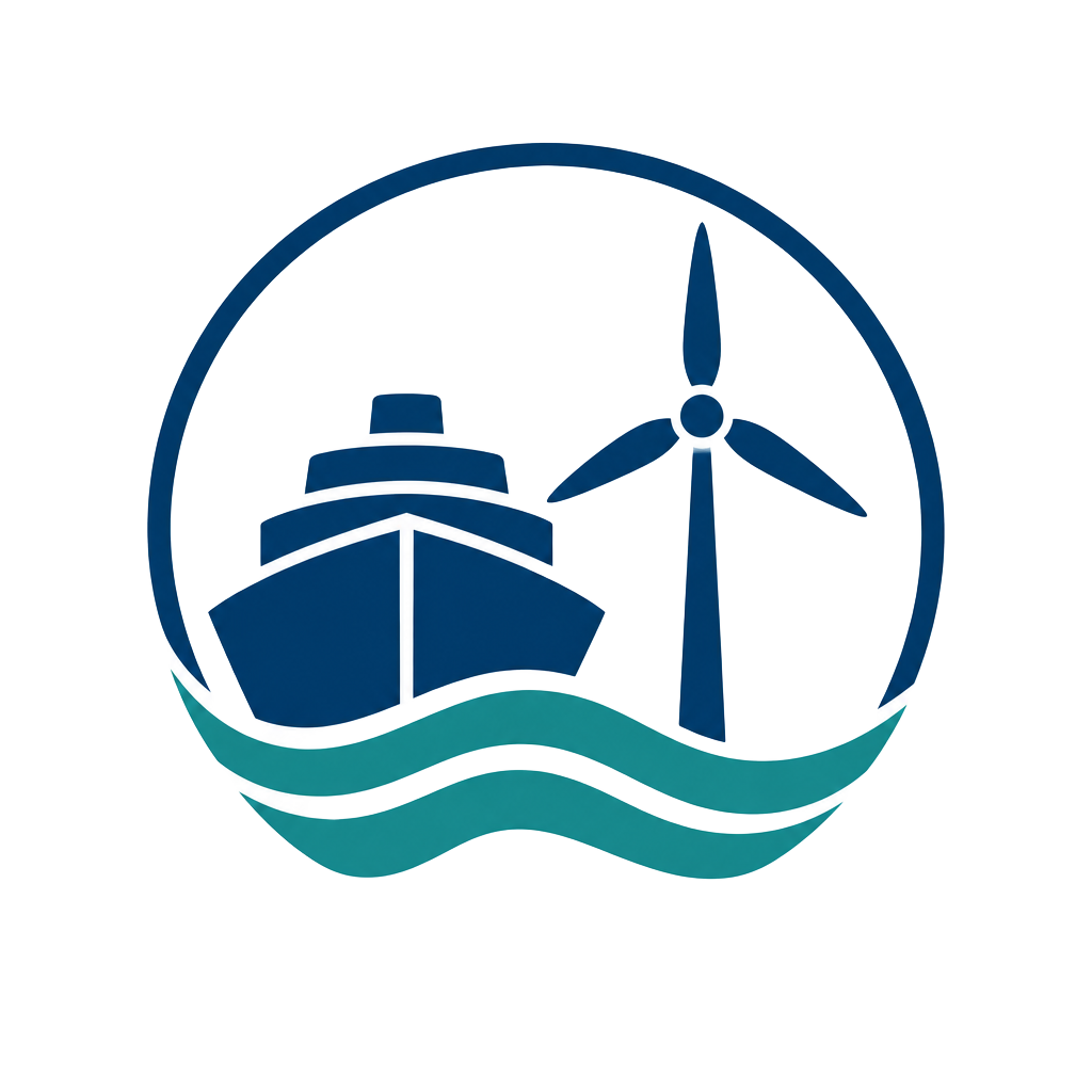 North Yorkshire Maritime & Renewables emblem: ship, wind turbine and waves